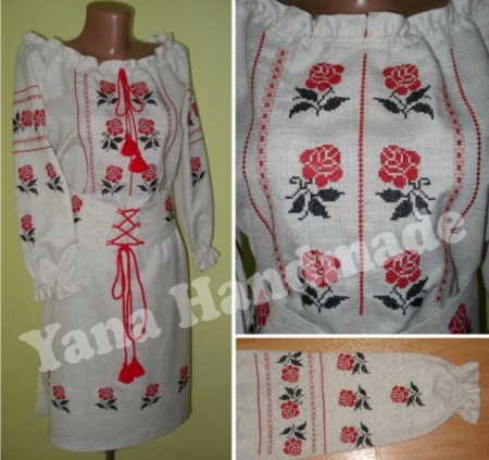 Сукня жіноча вишита - Троянди хрестик